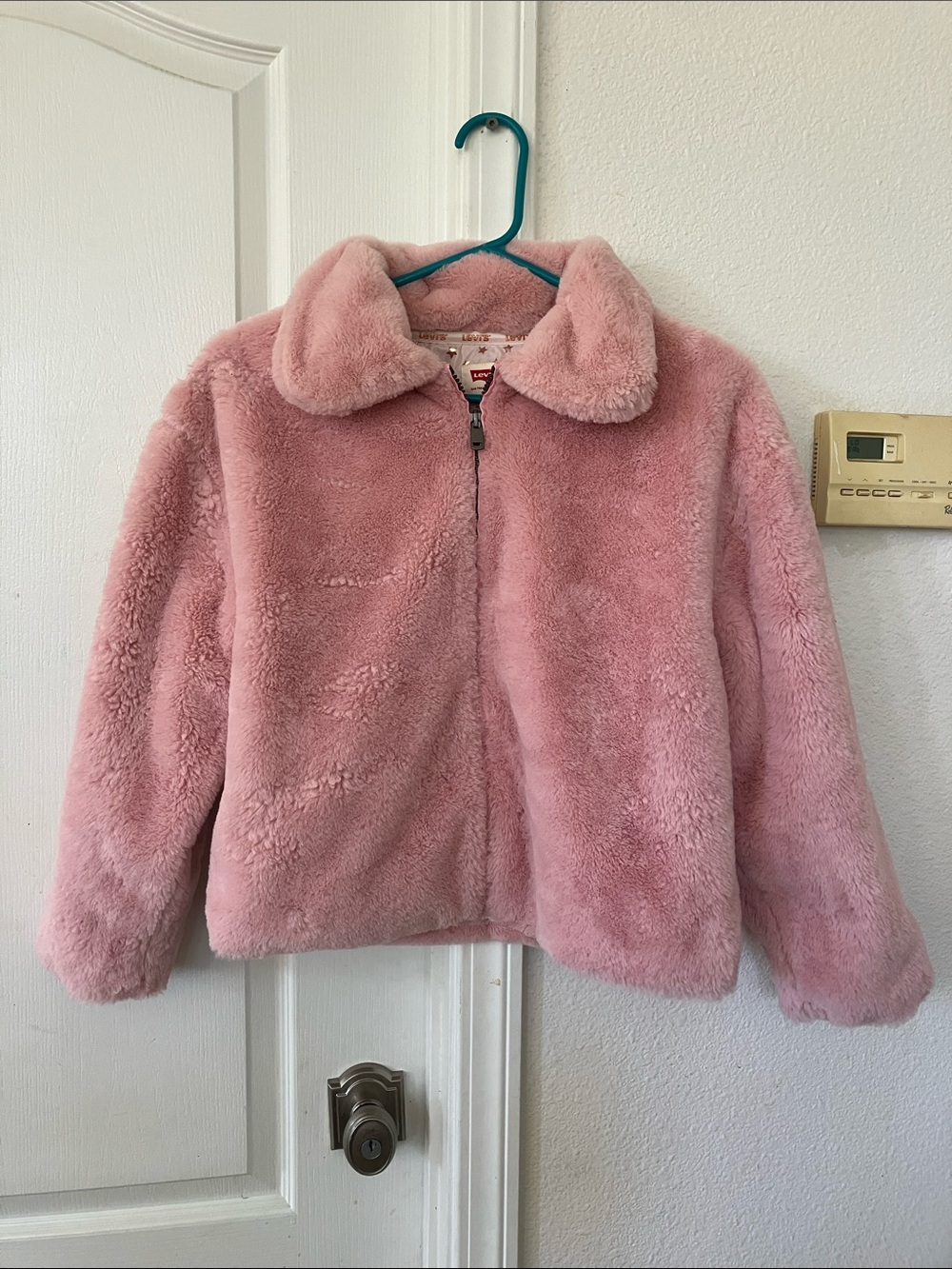 Levi's Kids Pink Faux Fur Puffer Jacket Size L (12-13)
